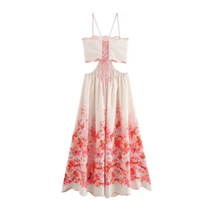 Vestido Feminino Midi com Decote Reto Floral - Chemical