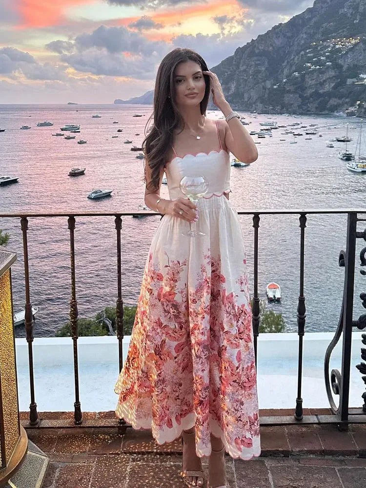 Vestido Feminino Midi com Decote Reto Floral - Chemical