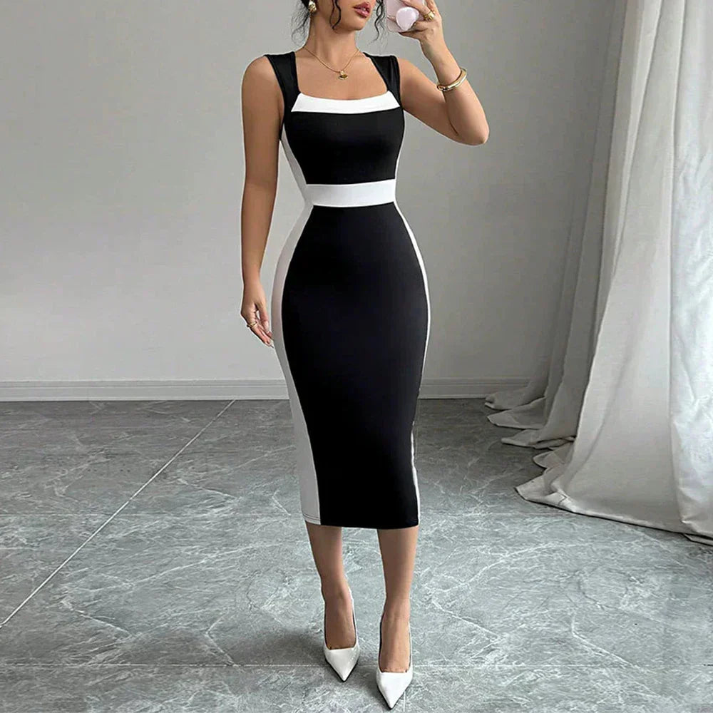 Vestido Longo Casual Com Decote Quadrado Sofisticado - Wrenna