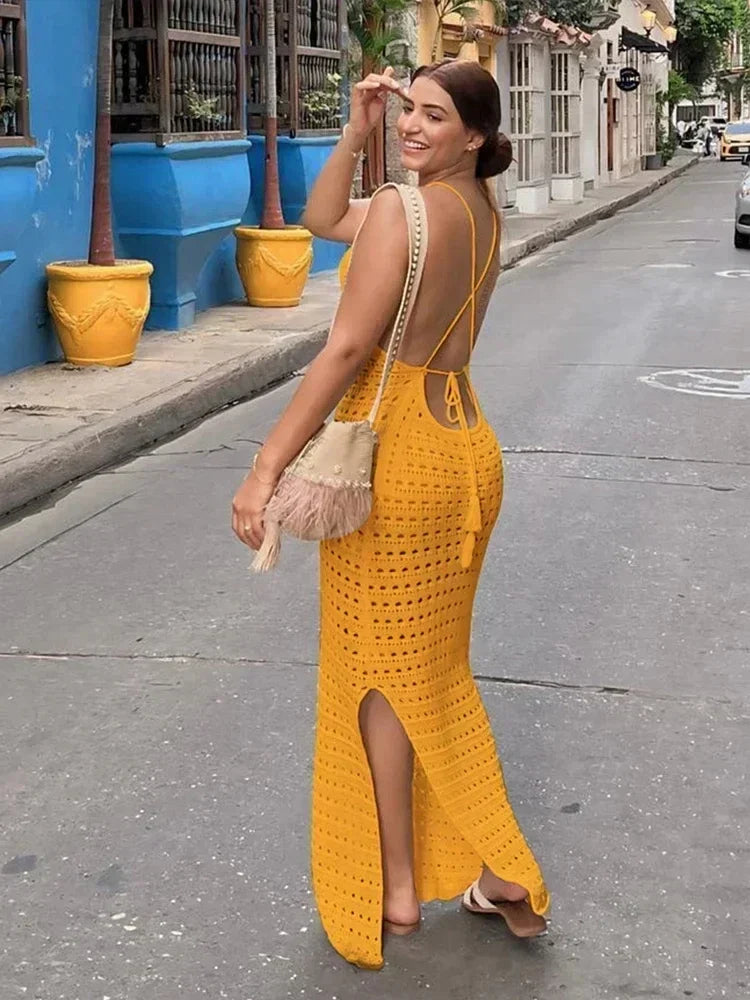 Vestido Feminino Longo Casual de Tricot - Sage