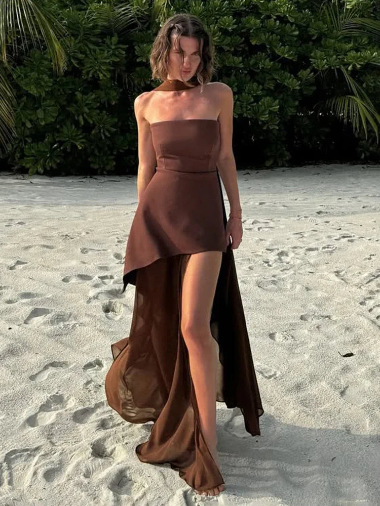 Vestido Longo sem Alças Elegante - Elspeth