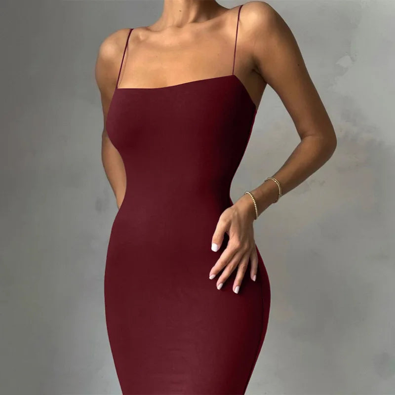 Vestido Longo Midi Elegante sem Alças - Ysolde