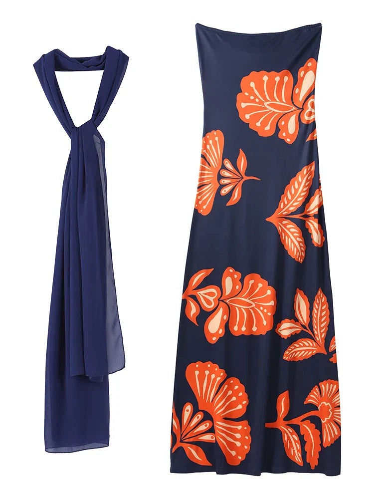 Vestido Longo Elegante com Estampa Floral - Penelope