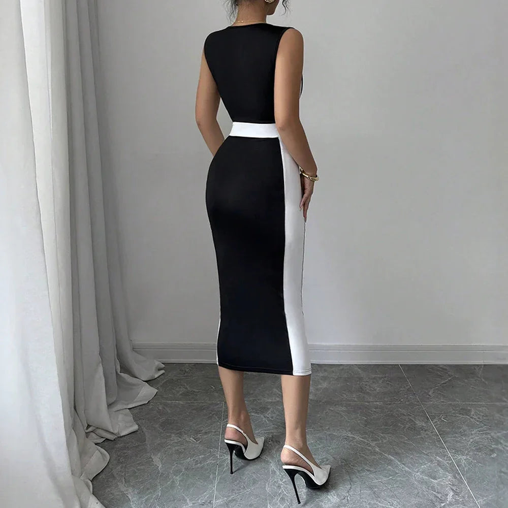 Vestido Longo Casual Com Decote Quadrado Sofisticado - Wrenna