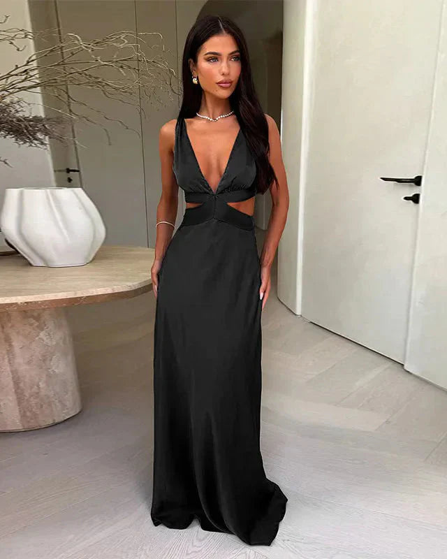 Vestido Longo Casual com Decote em V - Rhiannon