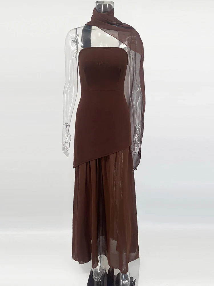 Vestido Longo sem Alças Elegante - Elspeth