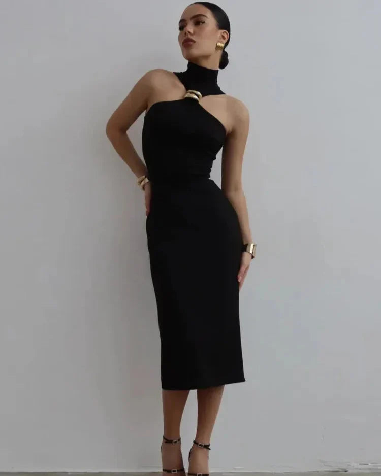 Vestido Longo sem Ombro com Malha Fina - Tessa