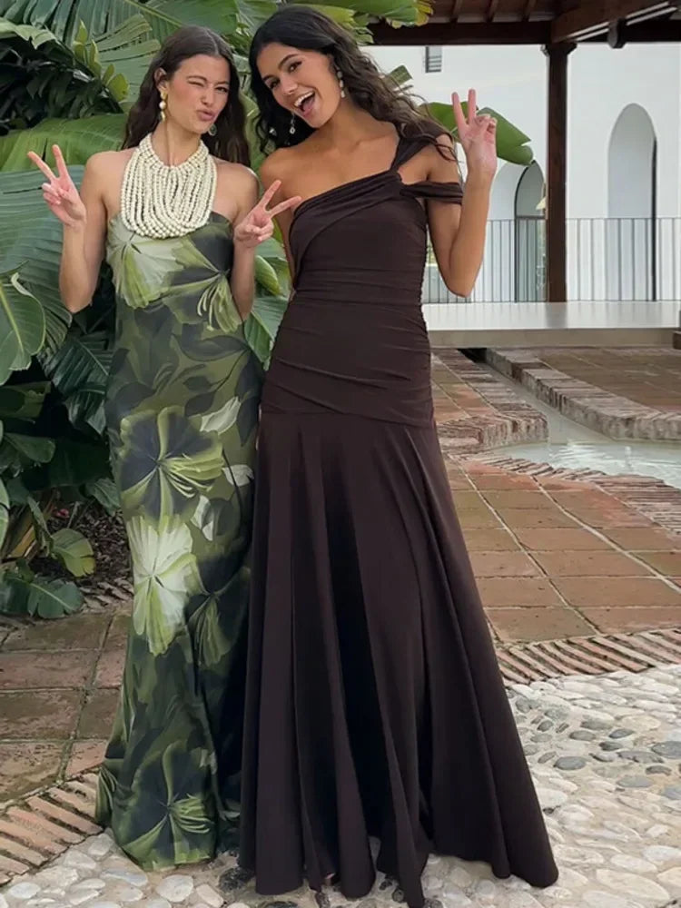 Vestido Longo Plissado sem Alças - Nereida