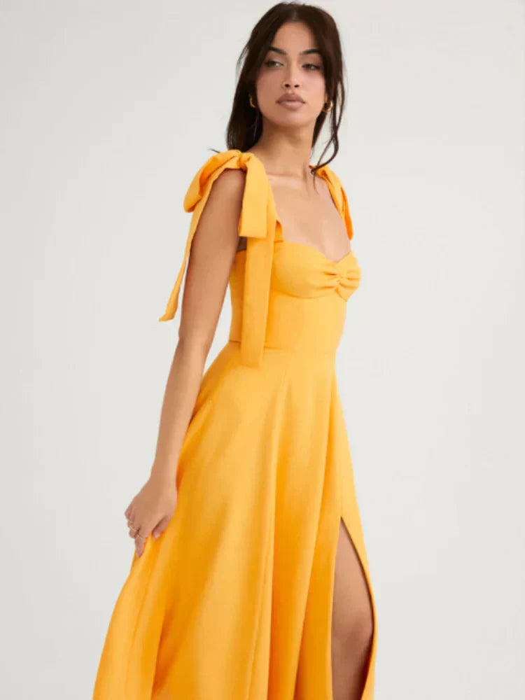 Vestido Feminino Longo Com Fenda - Chiara