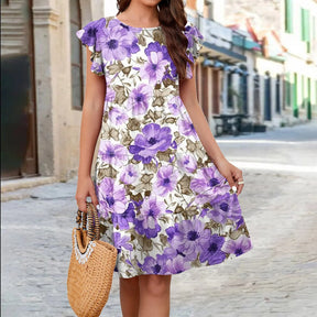 Vestido Feminino Floral Midi Romântico e Sofisticado - Diana