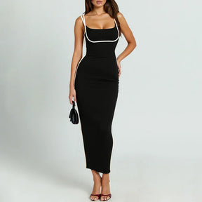 Vestido Longo sem Ombro com Decote Quadrado - Gia