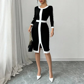 Vestido Longo com Manga Comprida e Gola Redonda - Ivy