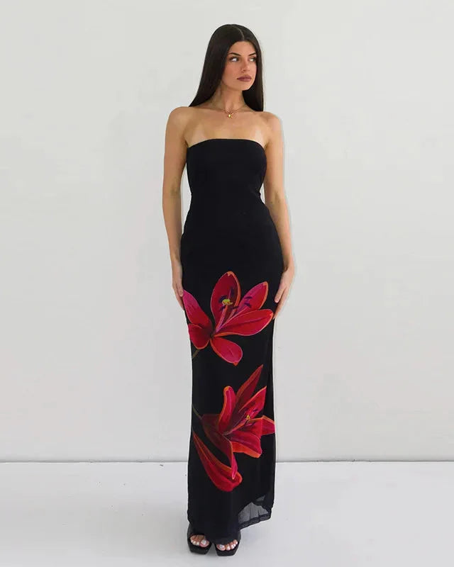 Vestido Longo com Estampa Floral Toque Natural - Greta