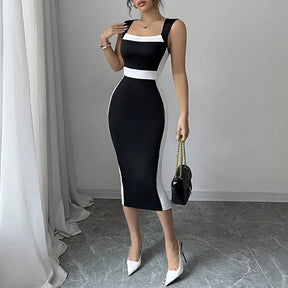 Vestido Longo Casual Com Decote Quadrado Sofisticado - Wrenna