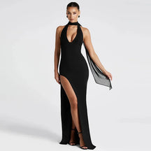 Vestido Longo Elegante sem Alças com Decote - Prisca