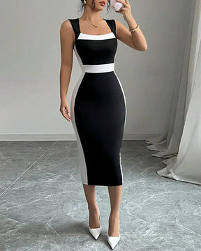 Vestido Longo Casual Com Decote Quadrado Sofisticado - Wrenna