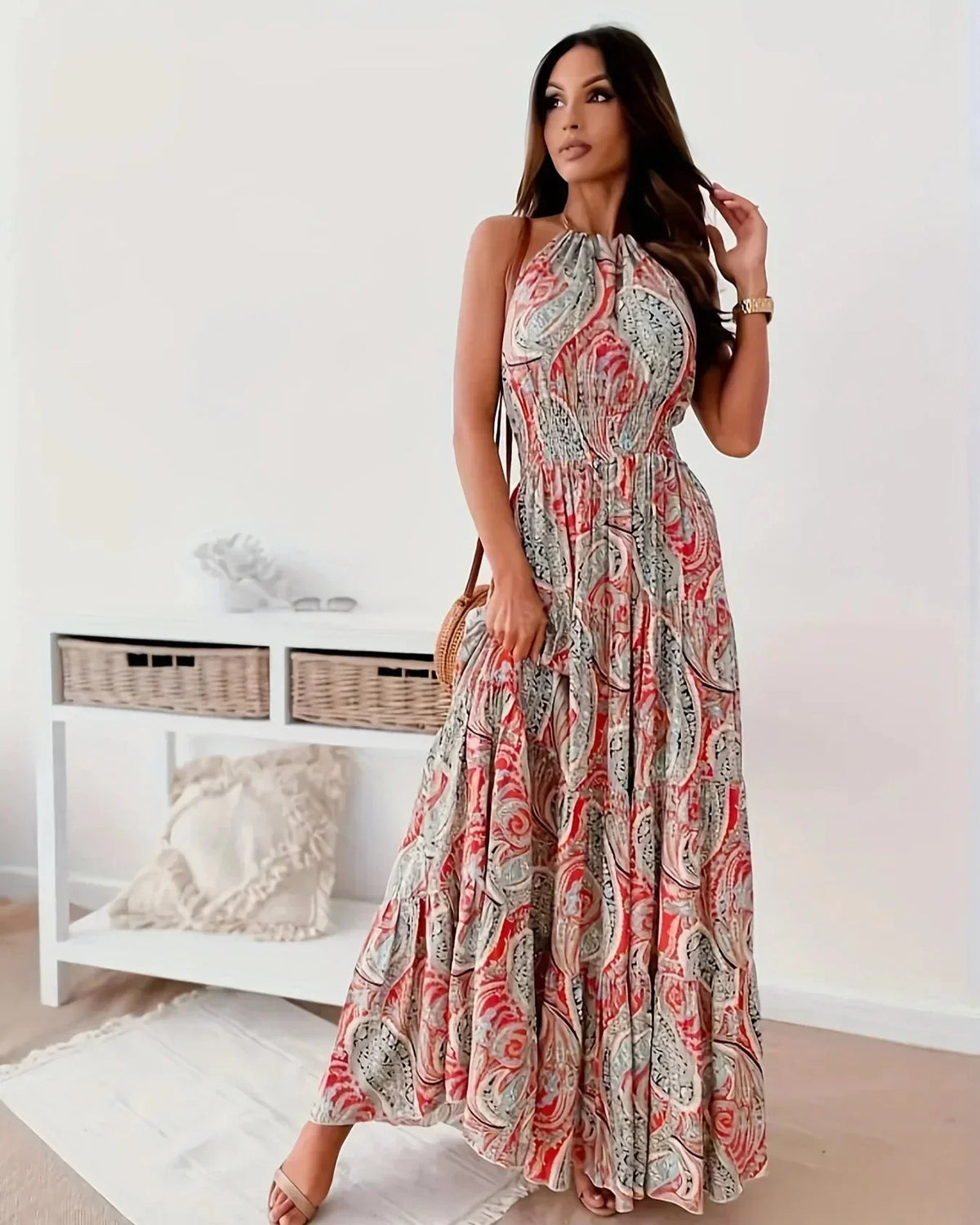 Vestido Midi Visual Feminino Casual e Versátil - Elise