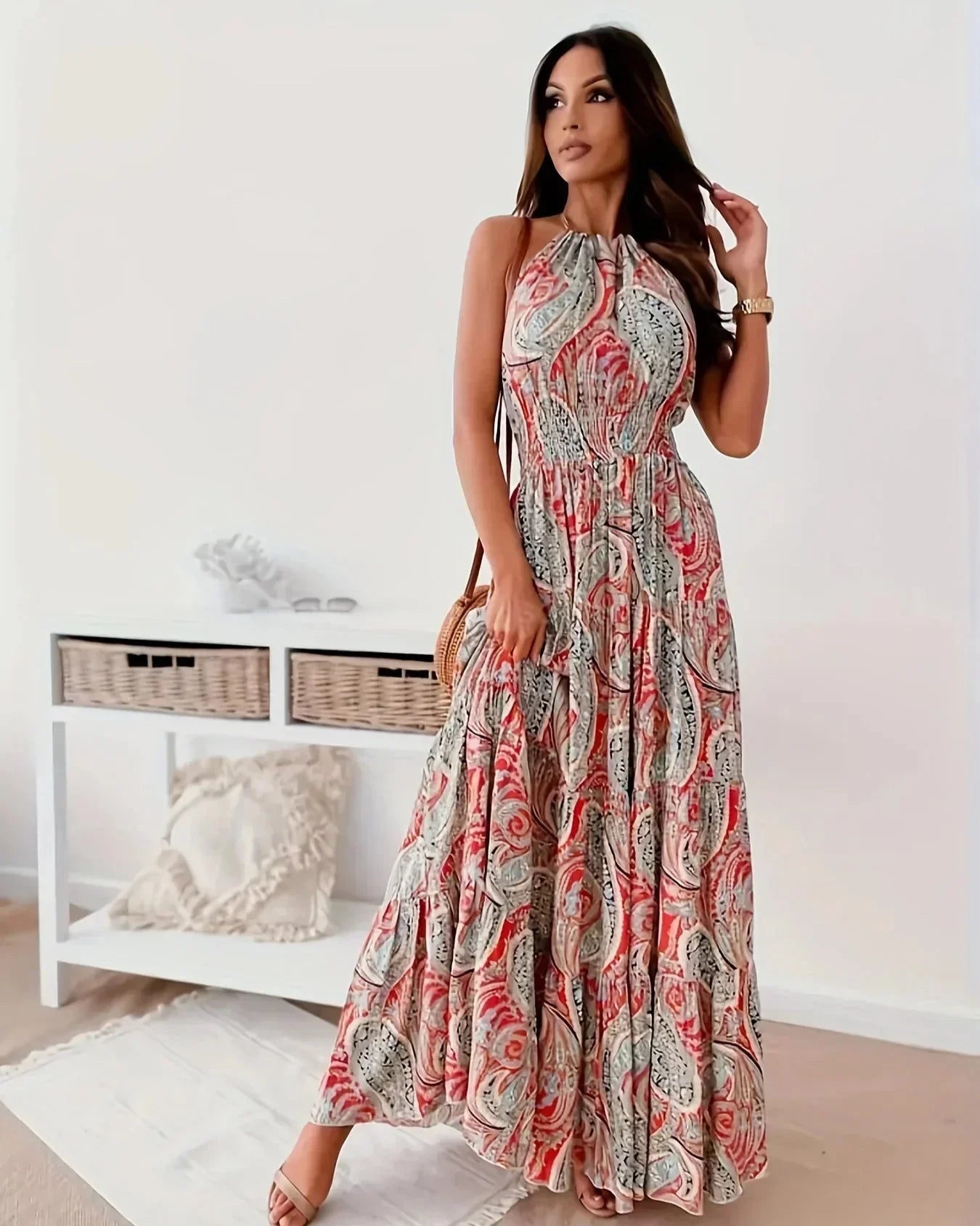 Vestido Midi Visual Feminino Casual e Versátil - Elise