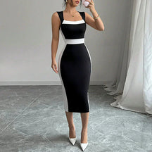 Vestido Longo Casual Com Decote Quadrado Sofisticado - Wrenna