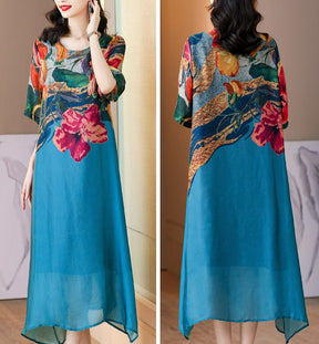 Vestido Longo Estampado Elegância Natural - Flores Silvestres