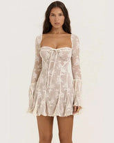 Vestido Curto Manga Comprida de Renda Oriana - PRIME