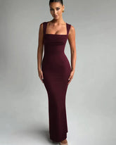 Vestido Longo sem Mangas com Decote Quadrado - Adeline