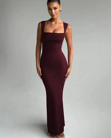 Vestido Longo sem Mangas com Decote Quadrado - Adeline