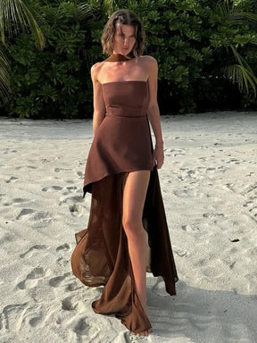 Vestido Longo sem Alças Elegante - Elspeth