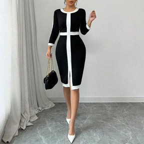 Vestido Longo com Manga Comprida e Gola Redonda - Ivy