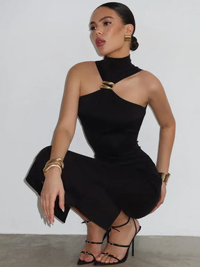 Vestido Longo sem Ombro com Malha Fina - Tessa