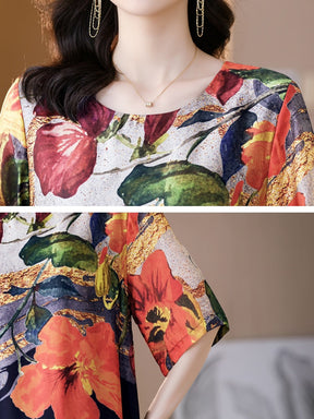 Vestido Longo Estampado Elegância Natural - Flores Silvestres