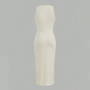 Vestido Longo com Silhueta de Coluna Elástica - Fleur