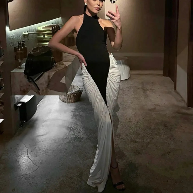 Vestido Longo Vintage com Cintura Alta - Mira