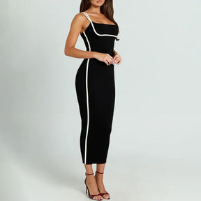 Vestido Longo sem Ombro com Decote Quadrado - Gia