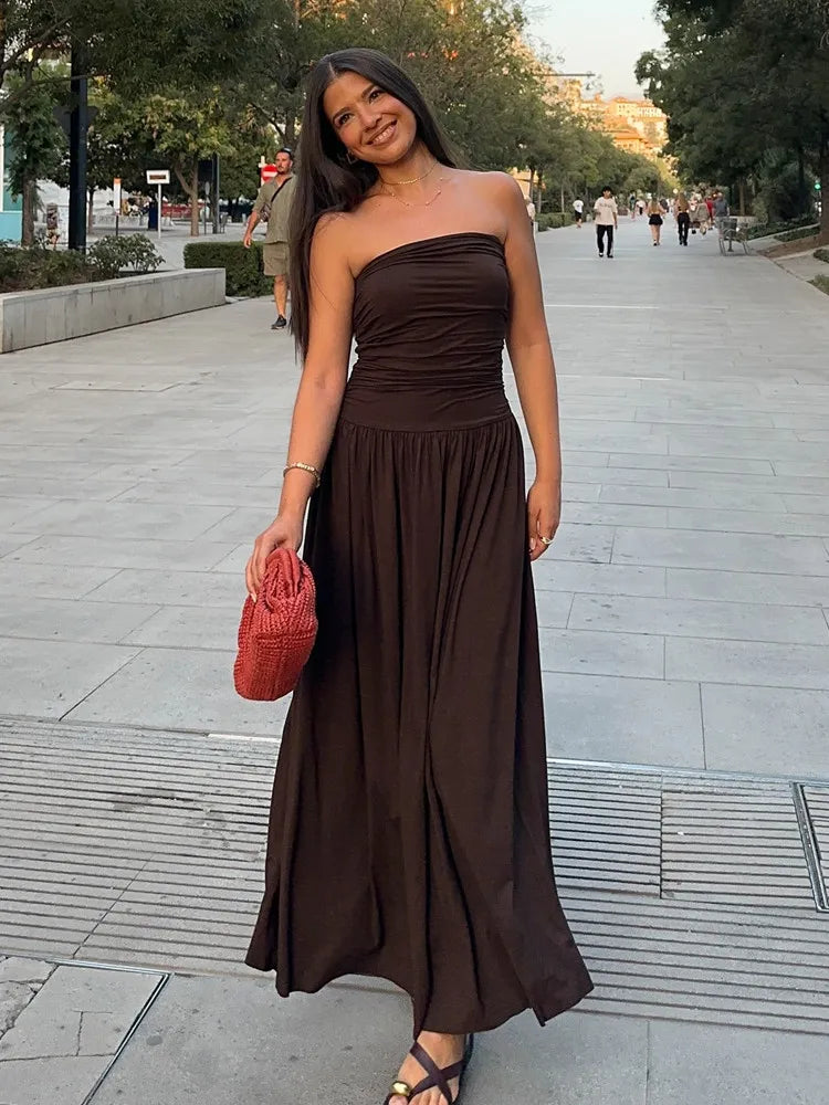 Vestido Longo Casual sem Alças - Ondine