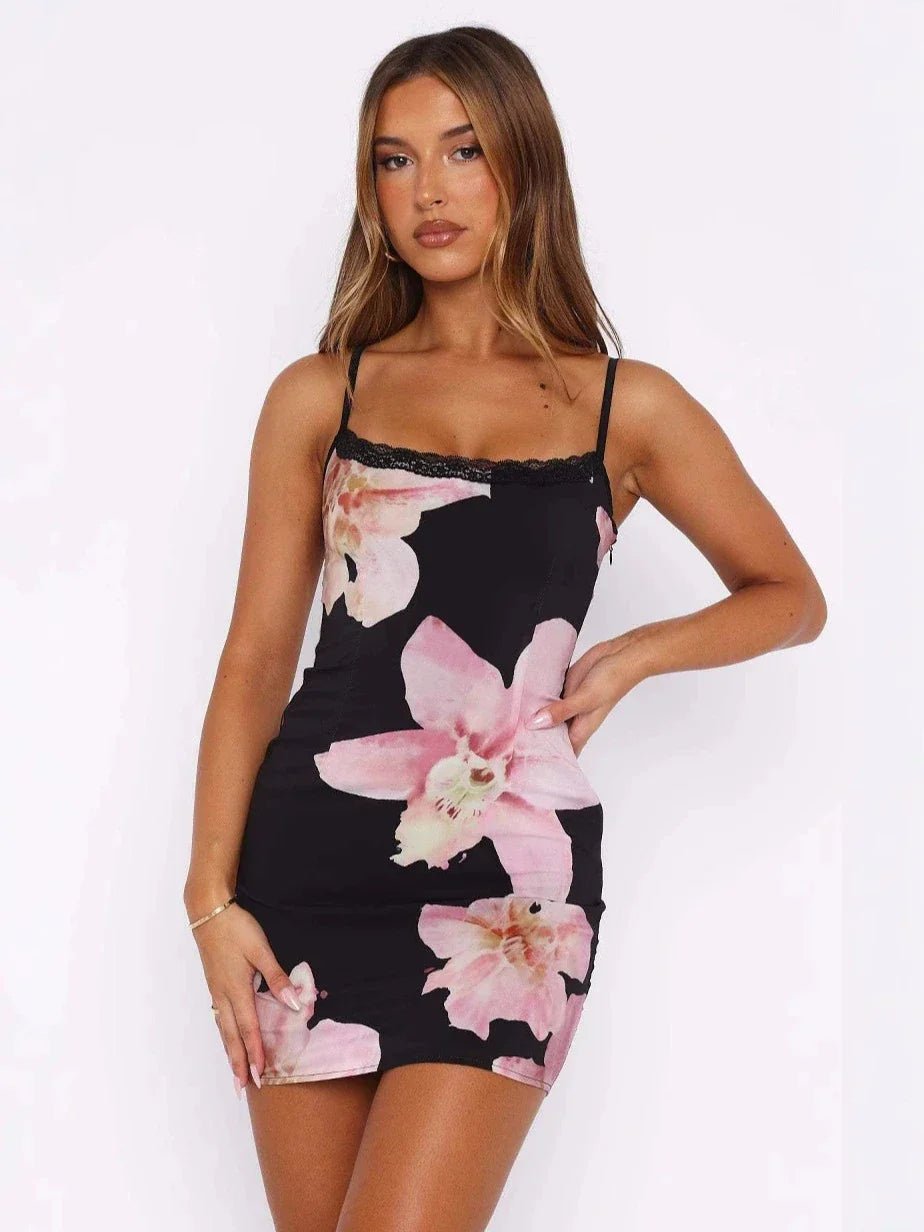 Vestido Curto Elegante com Estampa Floral - Ivanna