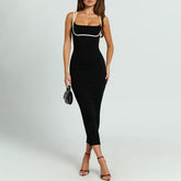 Vestido Longo sem Ombro com Decote Quadrado - Gia