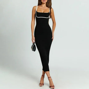 Vestido Longo sem Ombro com Decote Quadrado - Gia