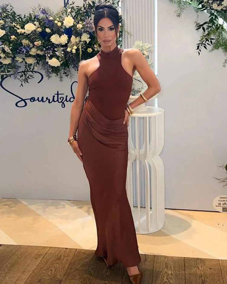 Vestido Longo sem Mangas de Cetim - Ruby