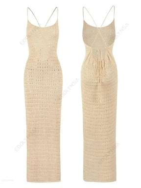 Vestido Feminino Longo Casual de Tricot - Sage