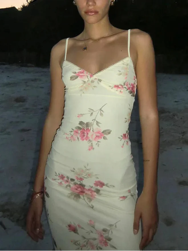 Vestido Longo sem Mangas com Estampa Floral - Quinn