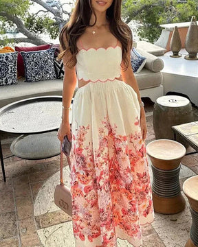 Vestido Feminino Midi com Decote Reto Floral - Chemical