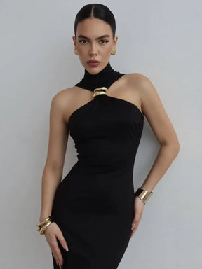 Vestido Longo sem Ombro com Malha Fina - Tessa