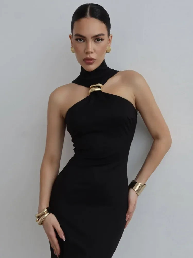 Vestido Longo sem Ombro com Malha Fina - Tessa