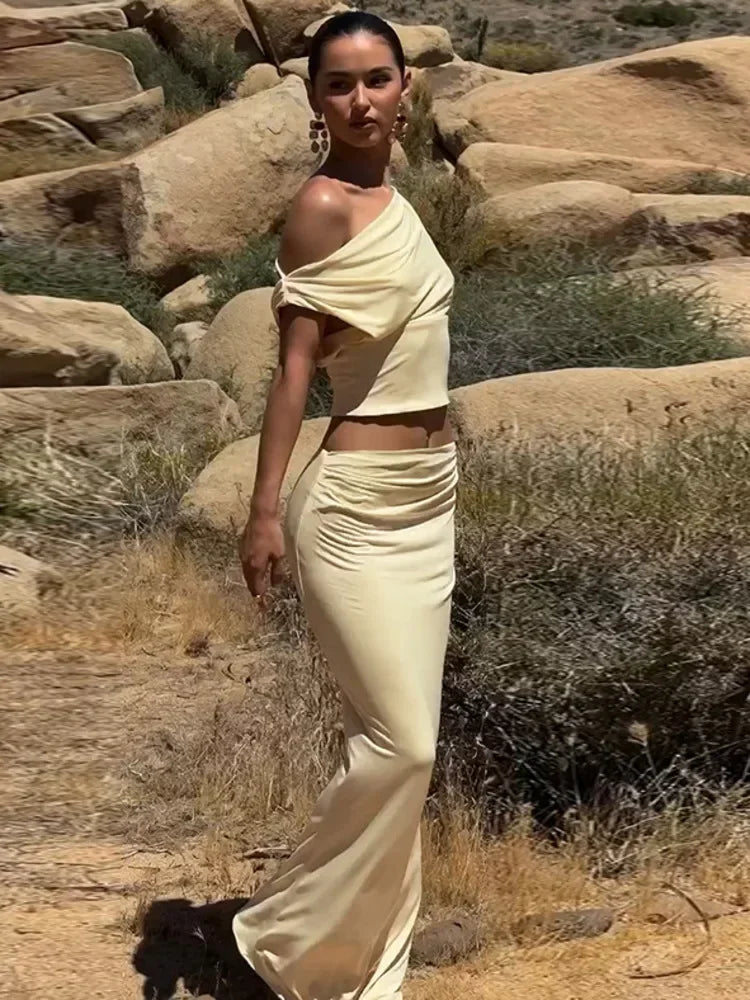 Vestido Longo Slim sem Mangas Elegante - Una