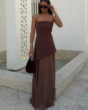 Vestido Longo sem Alças Elegante - Elspeth