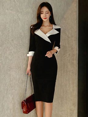 Vestido Longo Casual com Gola - Pia