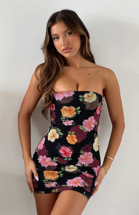 Vestido Curto Elegante com Estampa Floral - Karina