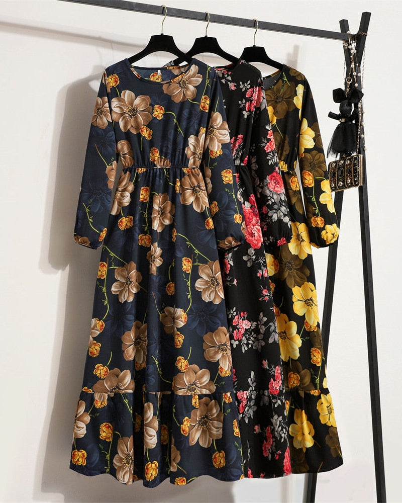 Vestido Feminino Longo Estampado Floral - Helena