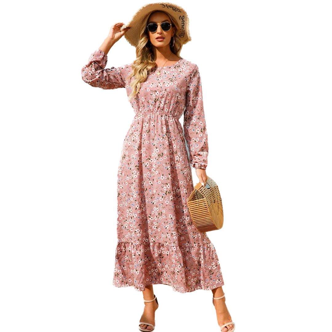 Vestido Feminino Longo Estampado Floral - Helena